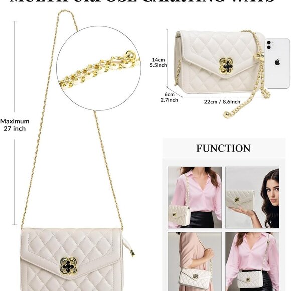 Quilted Leather Crossbody Bag Women Multiple Carrying Styles Large Capacity - Picture 3 of 7